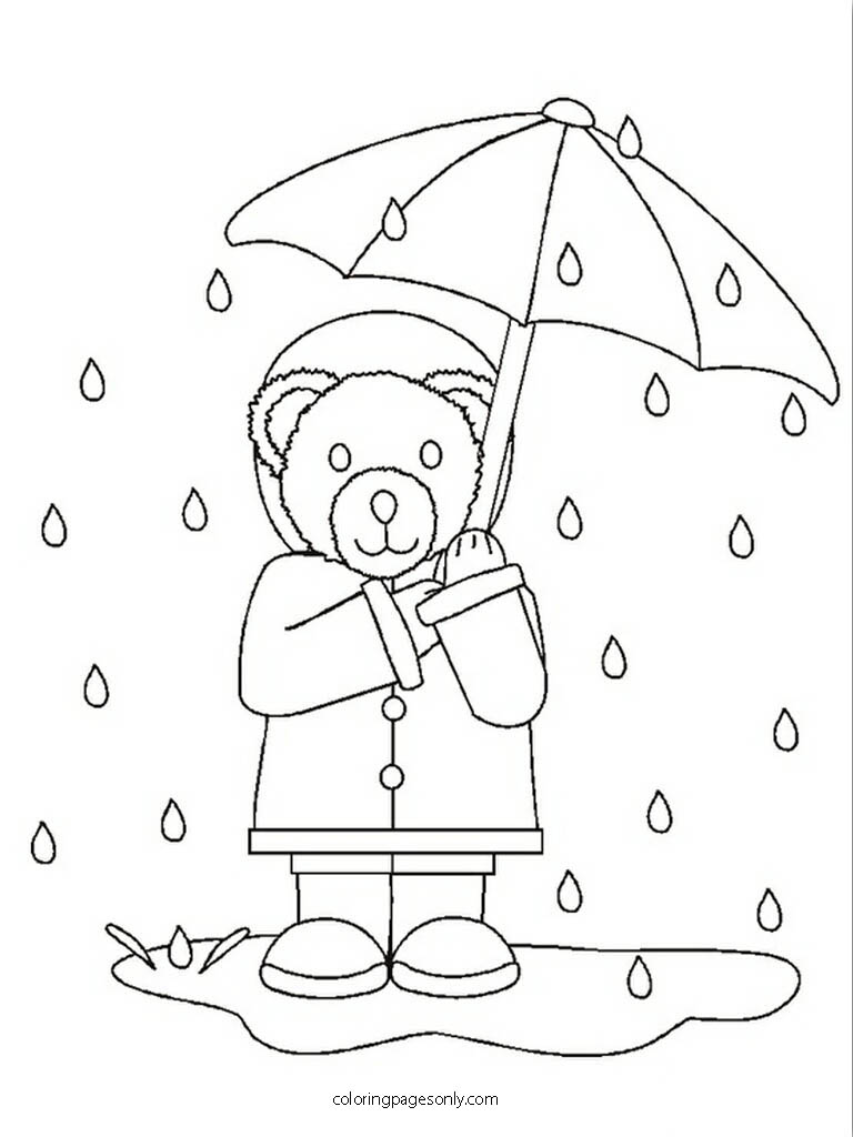 Páginas para colorear de lluvia para niños en edad preescolar a partir de precipitaciones