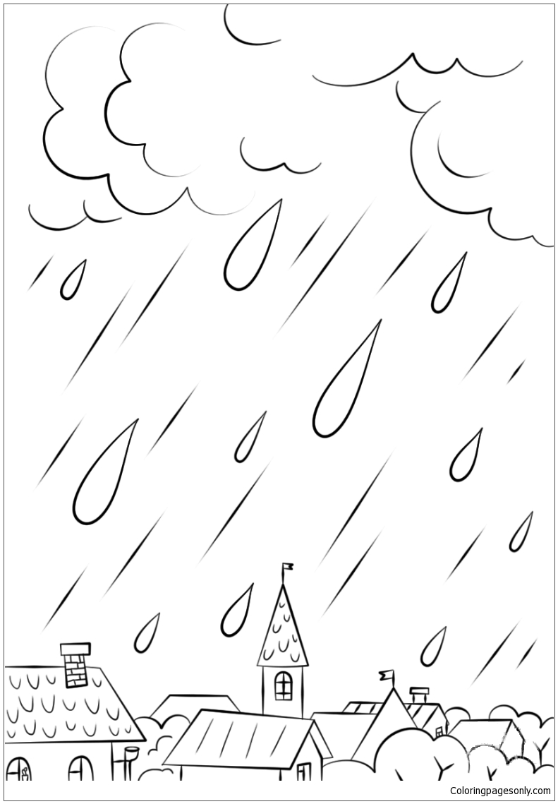Rain In The City Coloring Page - Free Coloring Pages Online