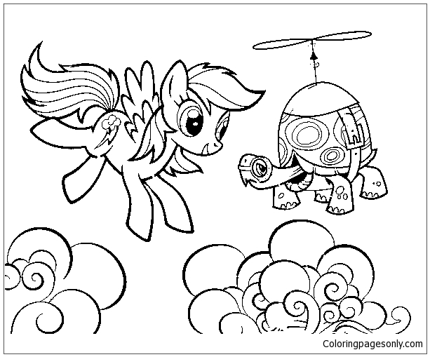 Rainbow Dash And Tank Turtle Coloring Page