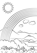 Rainbow Over The City Coloring Page