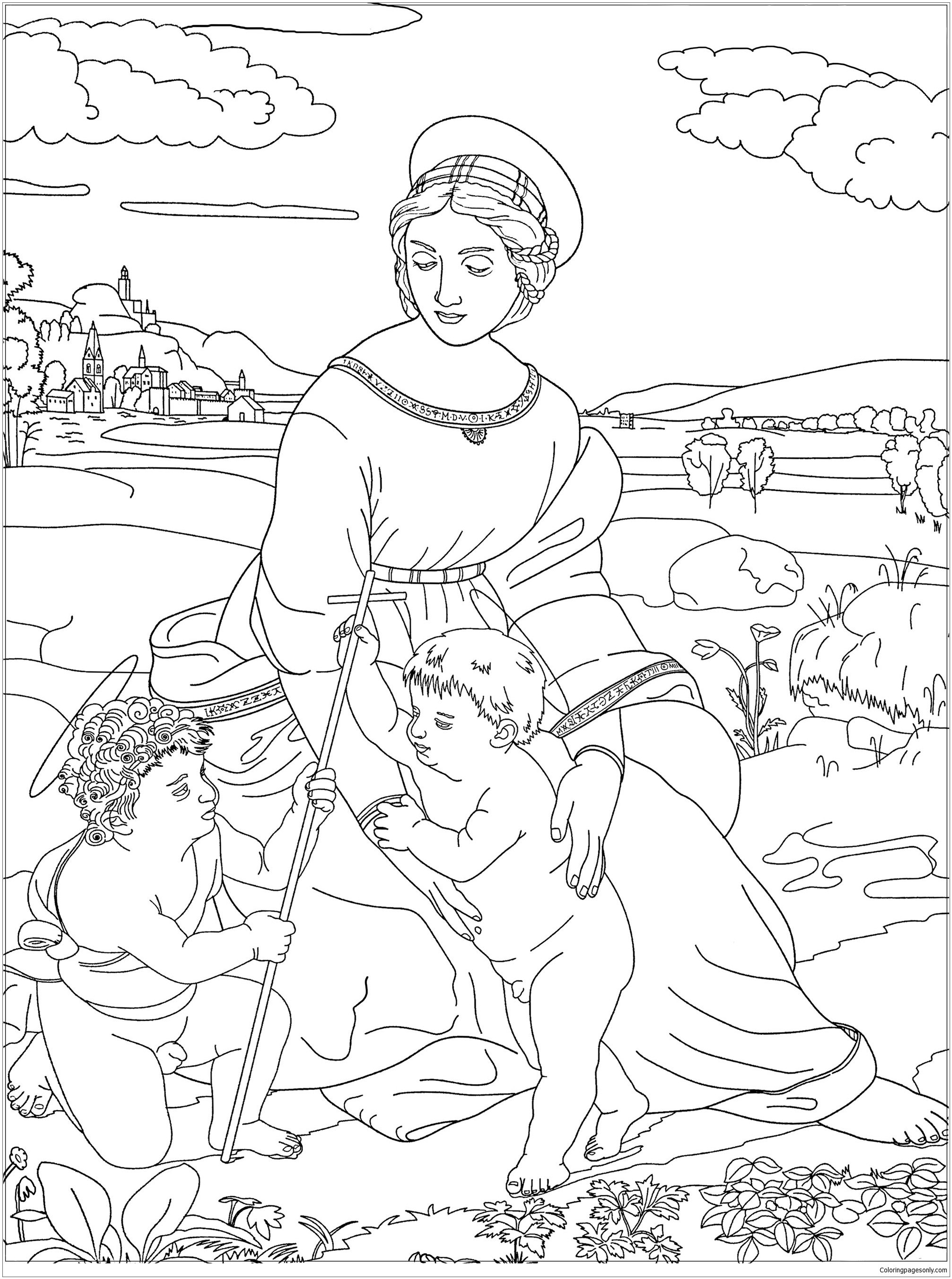 Raphael Madonna Of The Meadow Coloring Pages