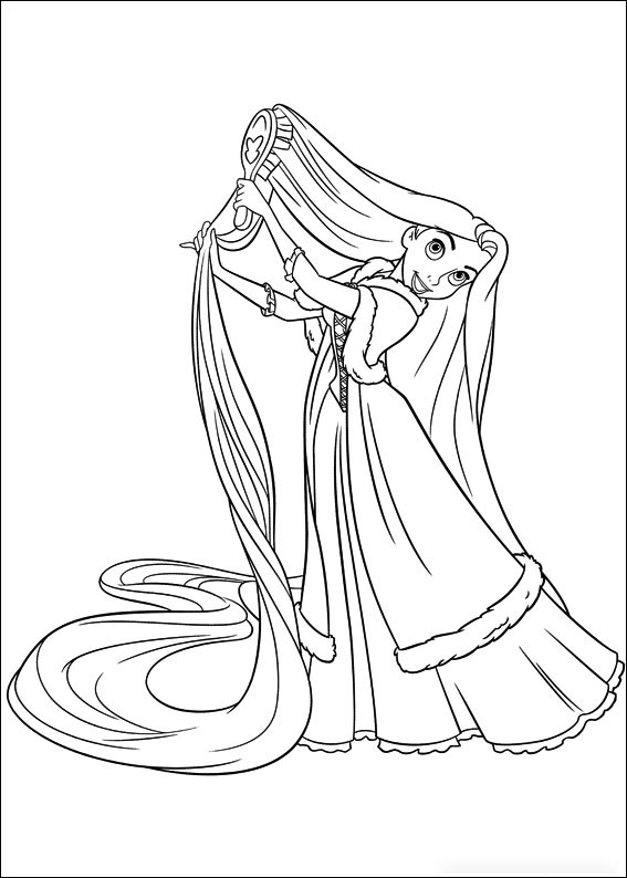 Rapunzel is brushing her hair from Rapunzel