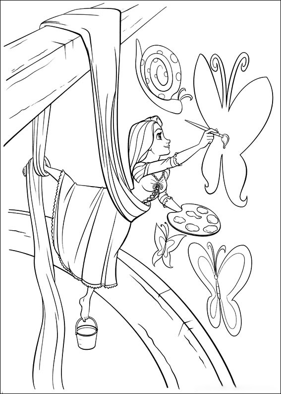 Rapunzel is drawing Coloring Pages