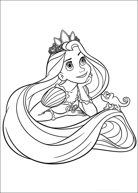 Rapunzel is thinking Coloring Page