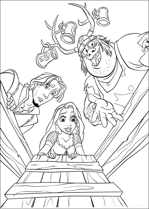 Rapunzel opens the door Coloring Pages
