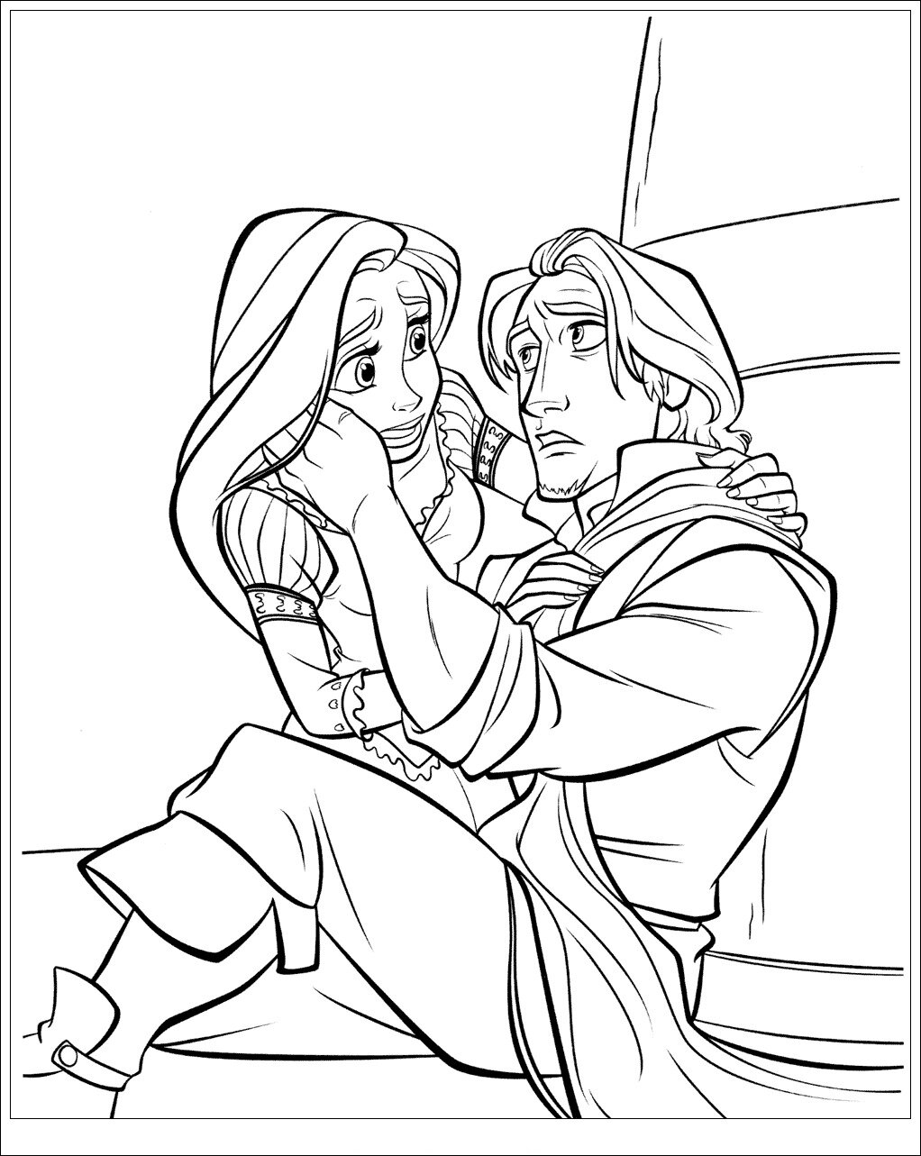 Rapunzel sees Flynn Coloring Pages