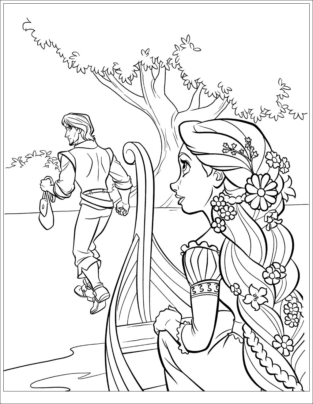 Rapunzel Sits On The Boat Coloring Pages