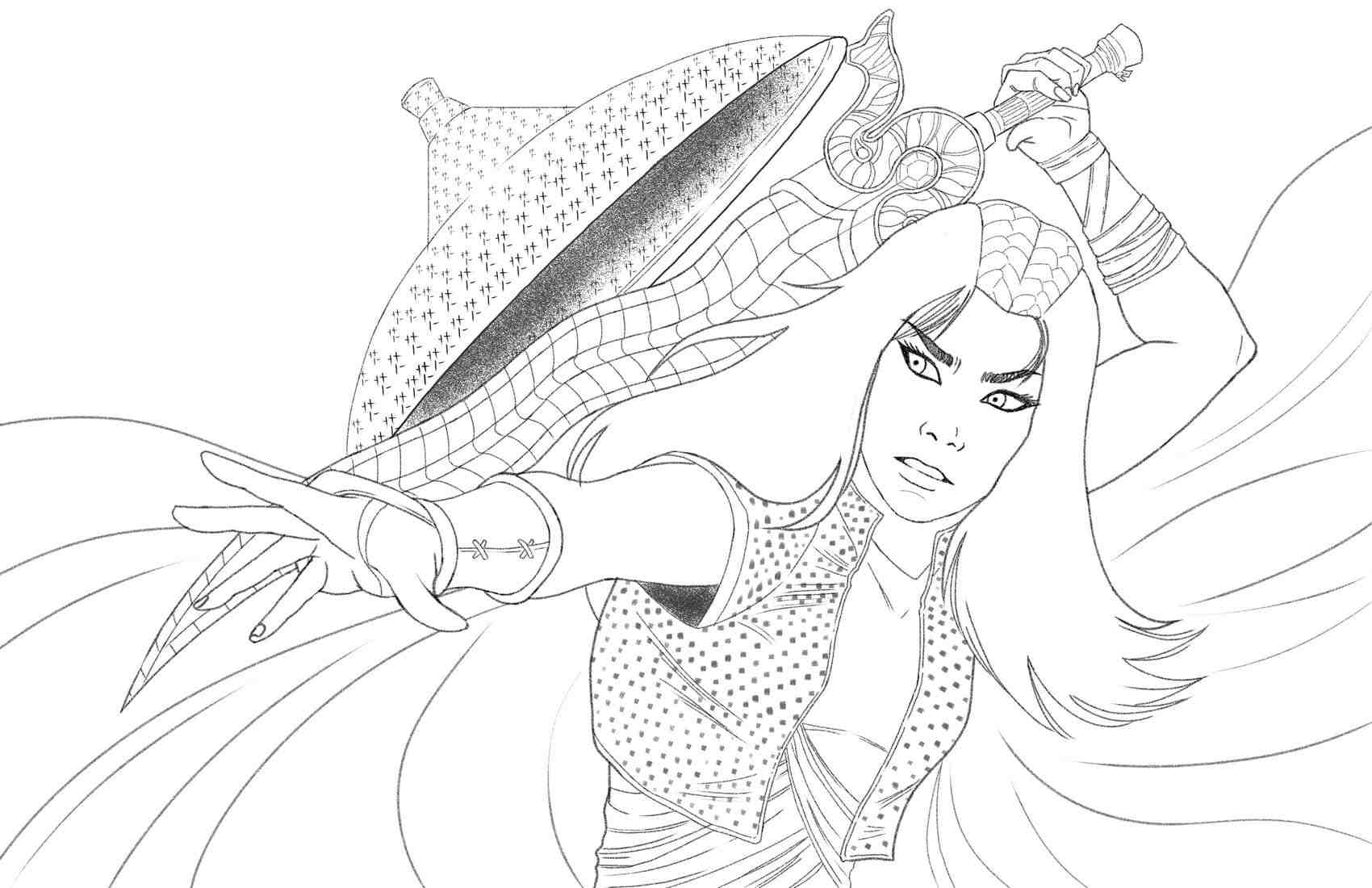 Raya from Raya and the Last Dragon in live-action Coloring Page