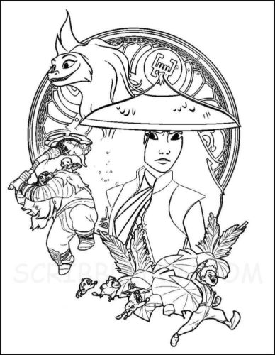 Desenho de Raya, Sisu e Kid Captain de Raya e o Último Dragão para Colorir