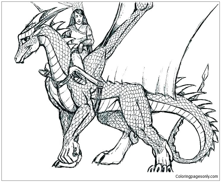 Página para colorear de dragón realista de Dragon