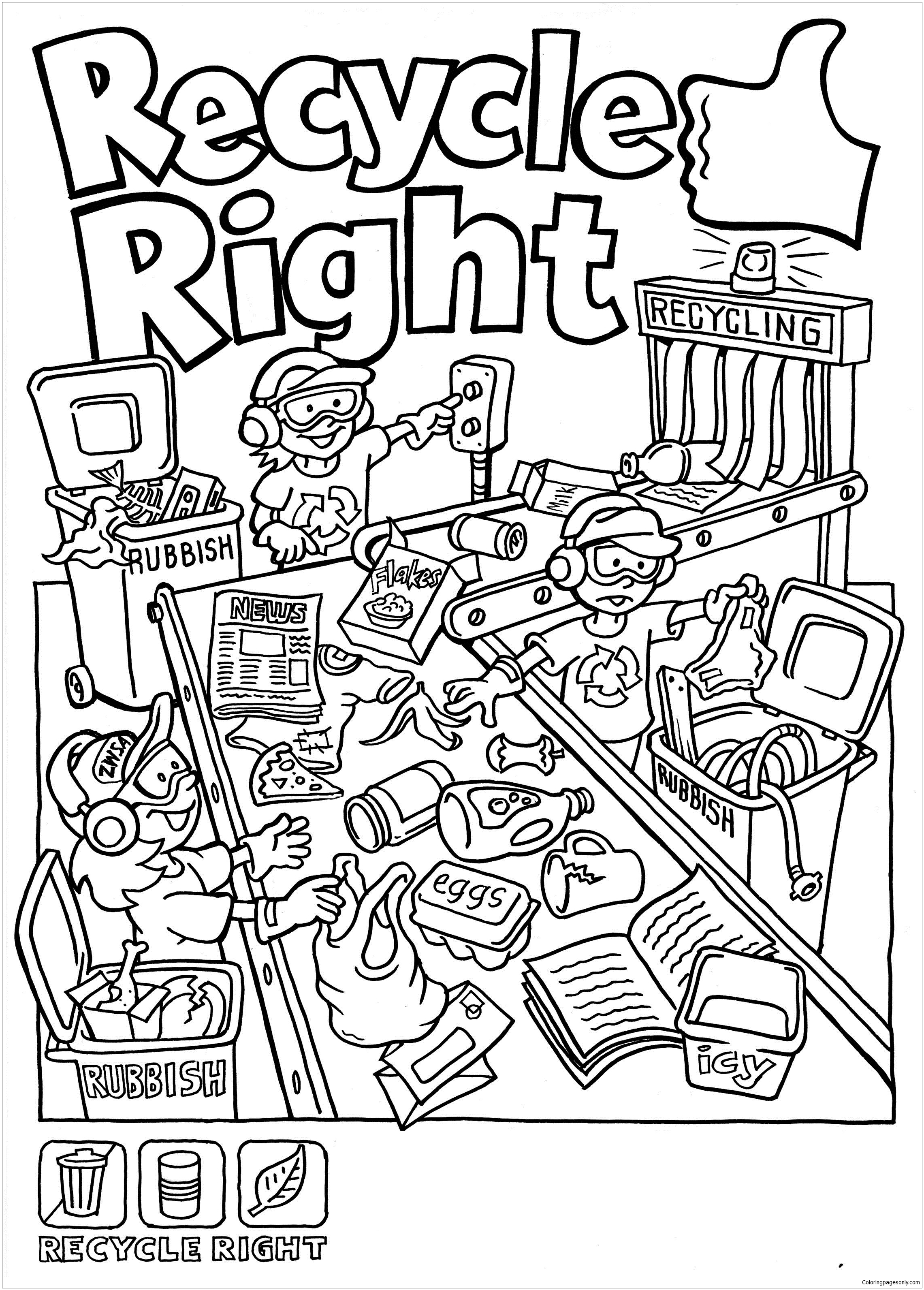 Recycle Right Coloring Page - Free Printable Coloring Pages