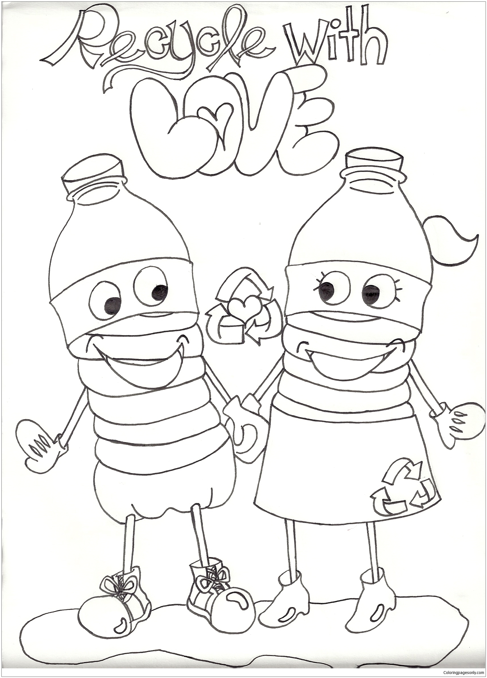 Recycle Wth Love Coloring Pages