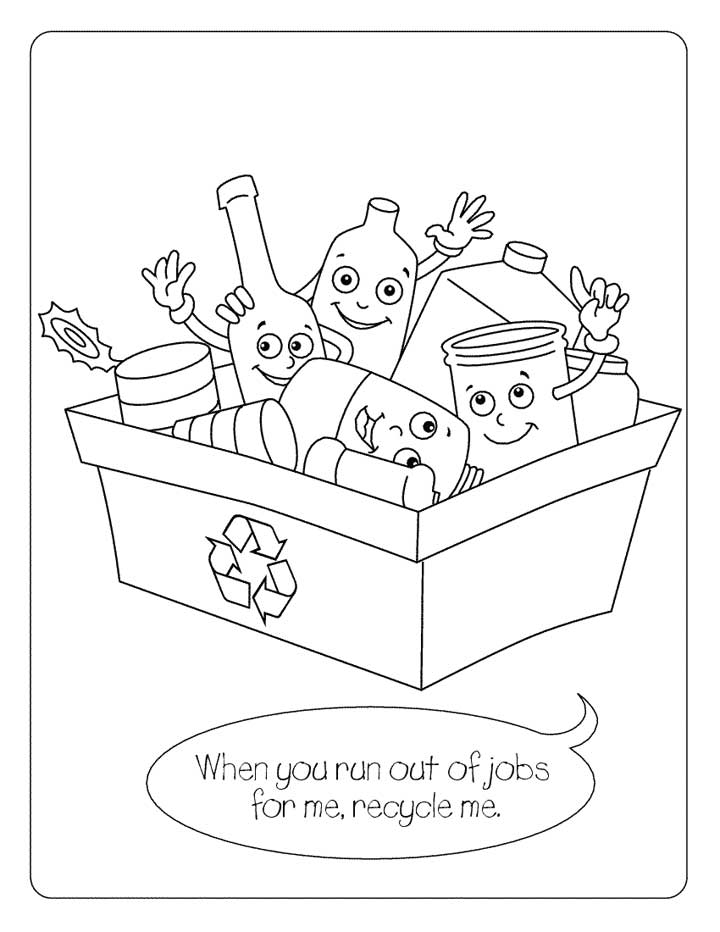 Recycling Bin 2 Coloring Page