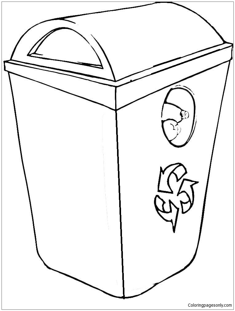 Recycling Bin Coloring Page - Free Printable Coloring Pages