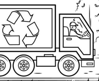 صفحة تلوين شاحنة إعادة التدوير