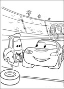 Guido helps McQueen from Disney Cars Coloring Pages