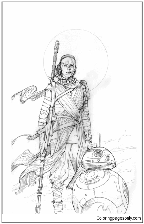 Rey and BB8 Pencil Prelim Star Wars Art Coloring Pages - Cartoons