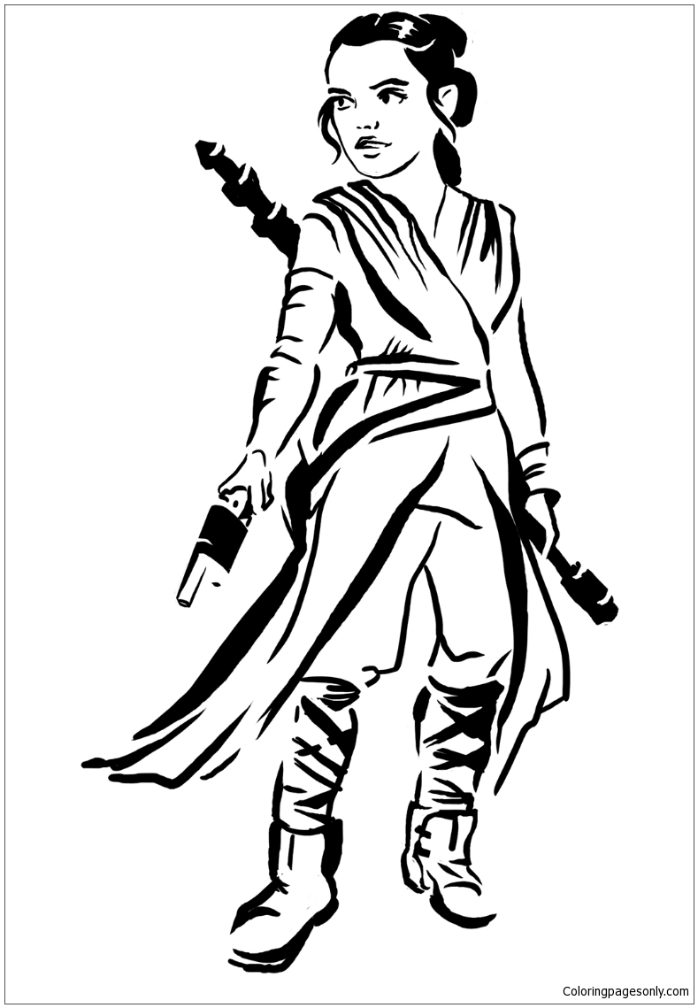 Rey from Star Wars Coloring Page - Free Printable Coloring Pages