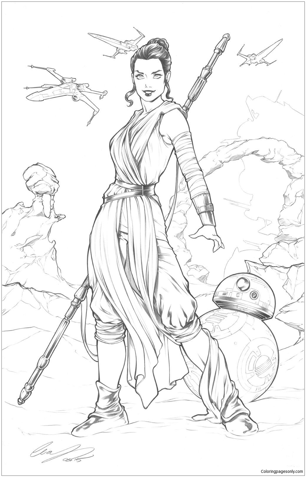 Rey Star Wars Coloring Page Free Coloring Pages Online