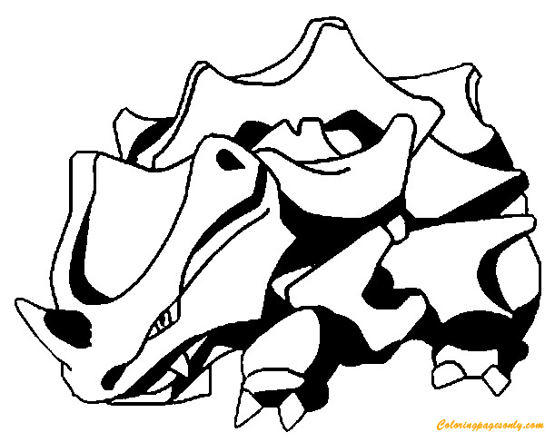 Rhyhorn Pokemon Coloring Pages - Pokemon Characters Coloring Pages