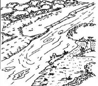 River And Mountain Natural Scenery Coloring Pages