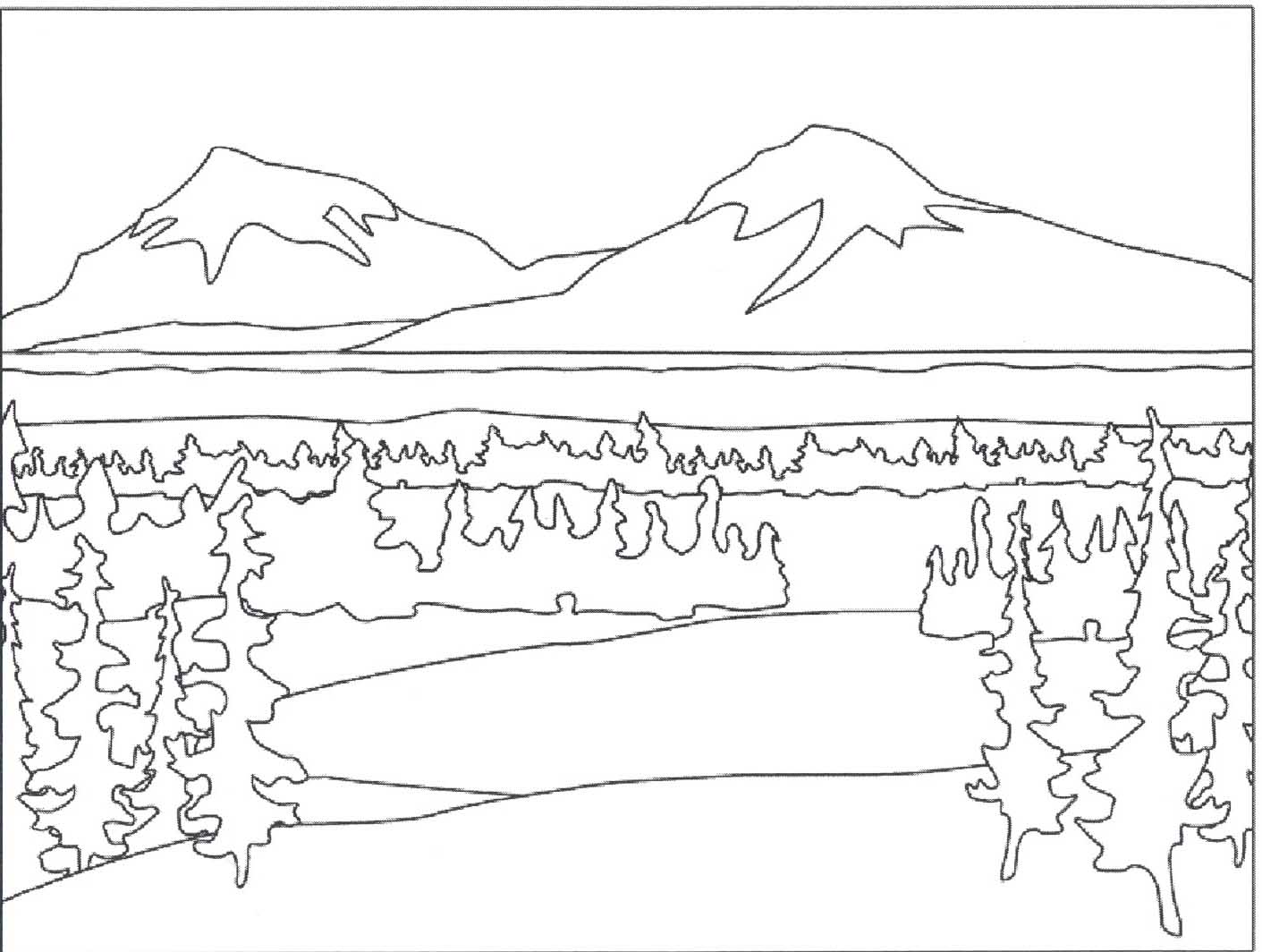 Mountain River Coloring Pages