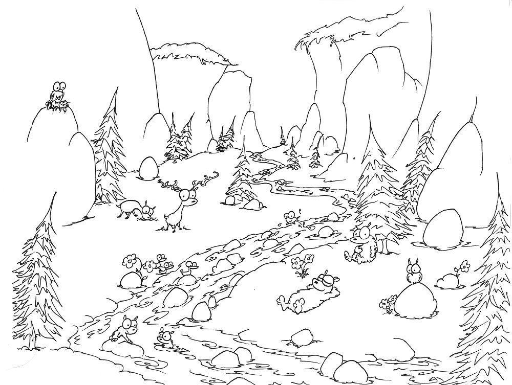 Mountain And River Coloring Pages