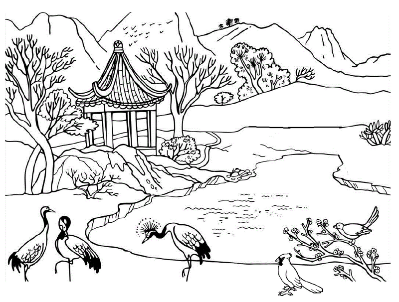 River and Animal Nature Coloring Pages