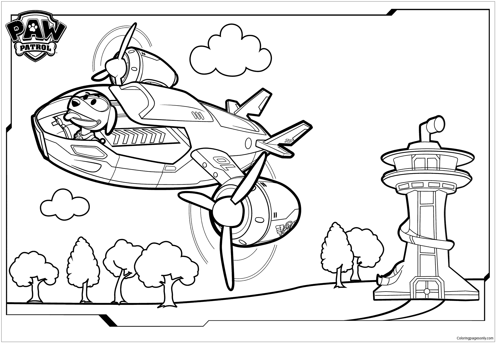 Robo Dog in Air Coloring Page