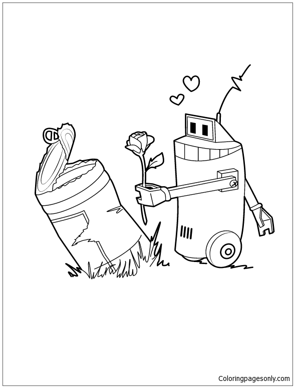 Robot Love Coloring Pages - Valentines Day Coloring Pages - Coloring