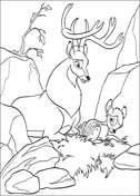 Roe 和 Bambi 从 Bambi Coloring Page 坐在一起