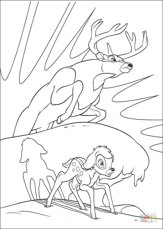 Roe And Bambi  from Bambi Coloring Pages