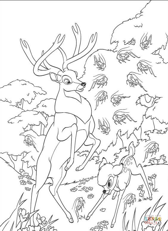 Roe y Bambi en el bosque de Bambi de Bambi