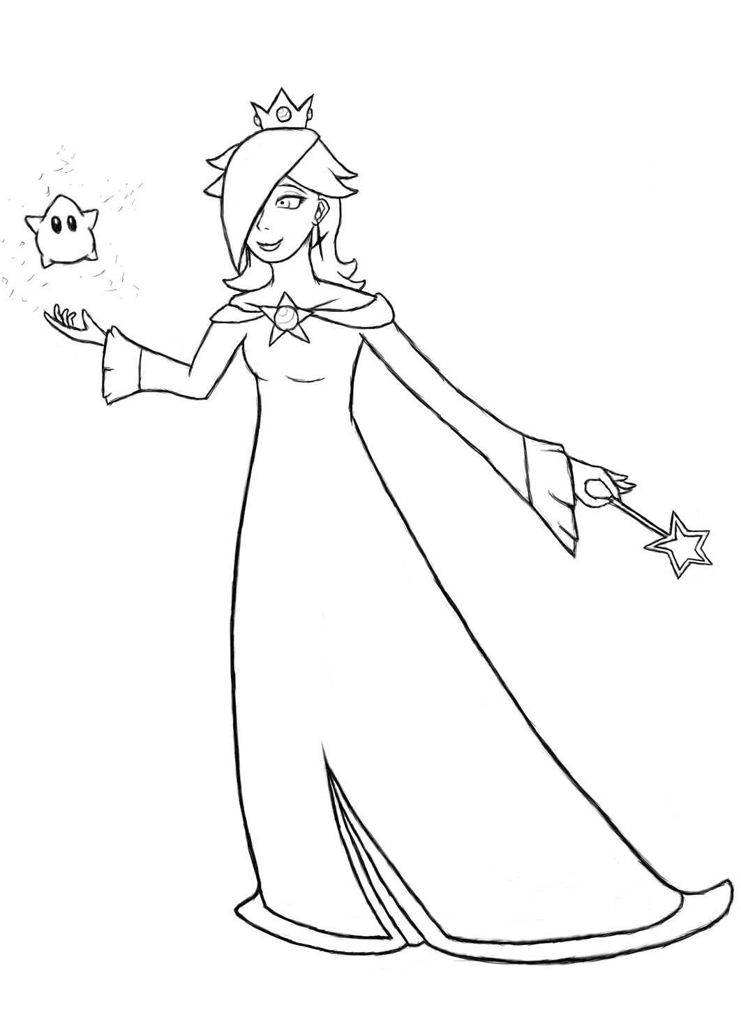 Rosalina and star in Super Mario Bros Coloring Pages