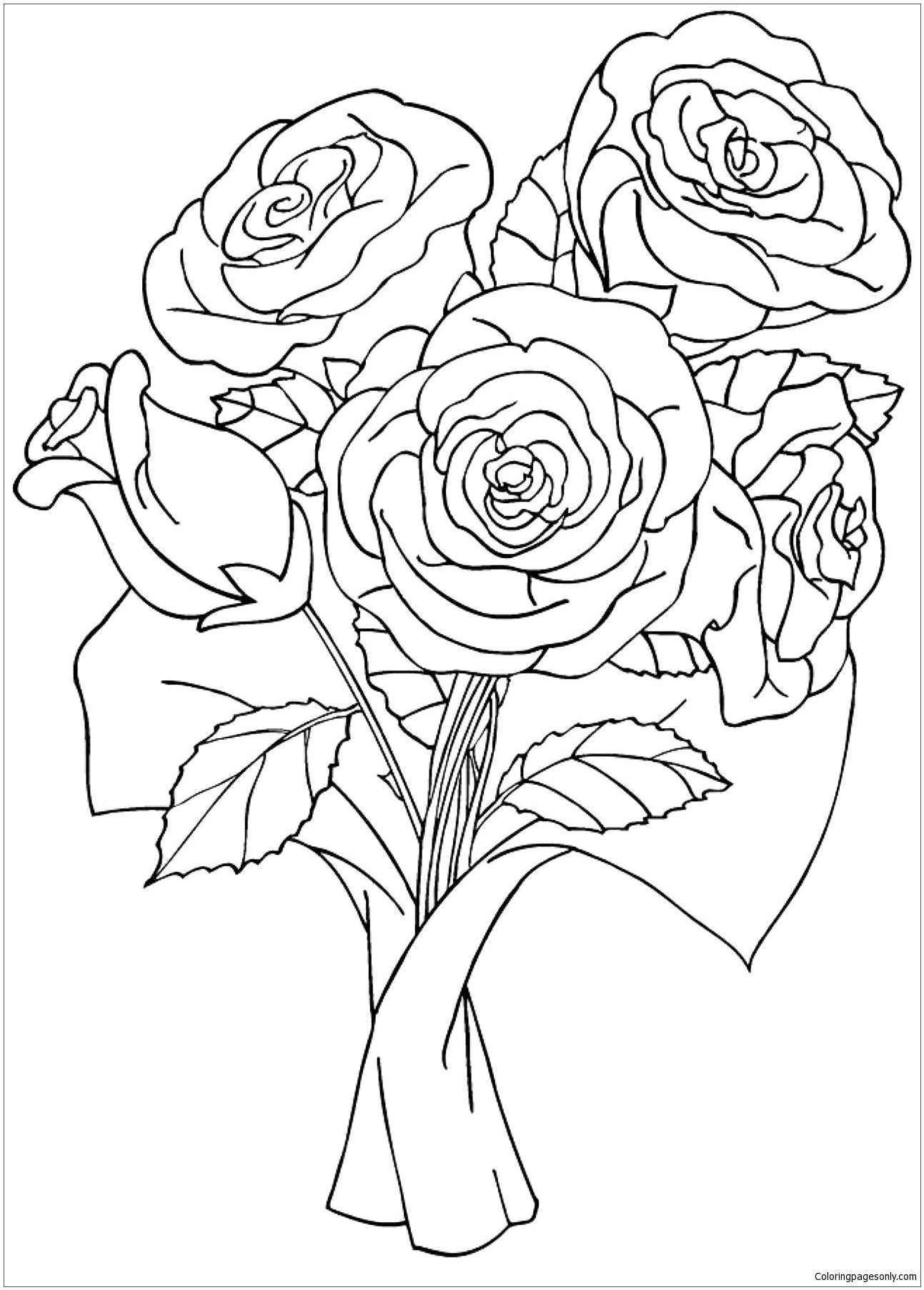 Roses Flower Coloring Pages - Flower Coloring Pages - Free ...