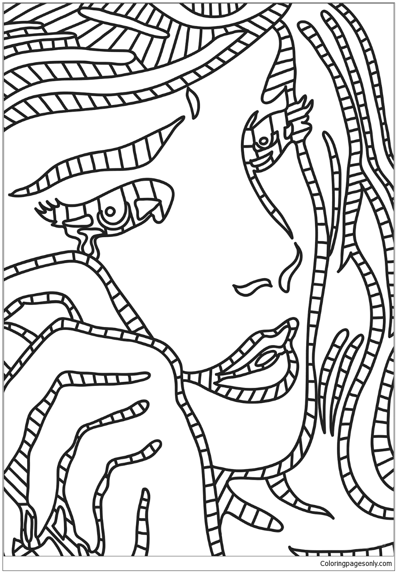 Download Roy Lichtenstein s Crying Girl Coloring Page - Free Coloring Pages Online