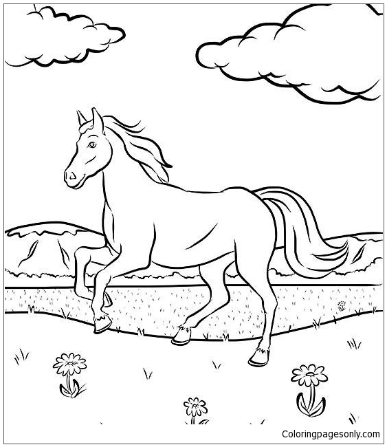 Running Horse 2 Coloring Page - Free Printable Coloring Pages