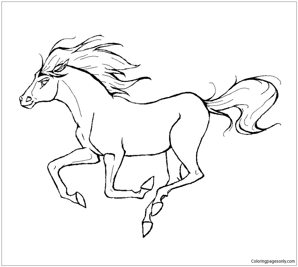 Running Horse Coloring Page - Free Printable Coloring Pages