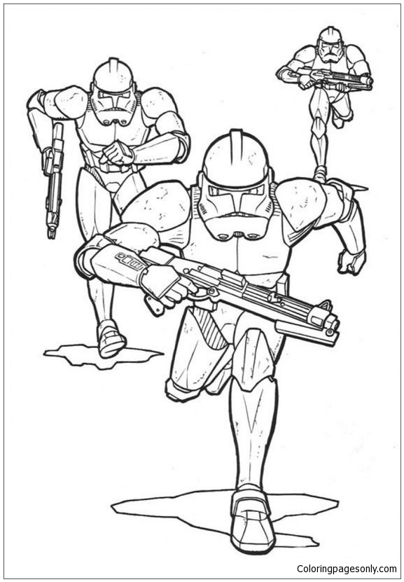 Running Storm Troopers Coloring Pages - Cartoons Coloring Pages - Free