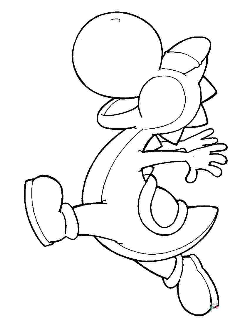 Running Yoshi flint to mother Coloring Page