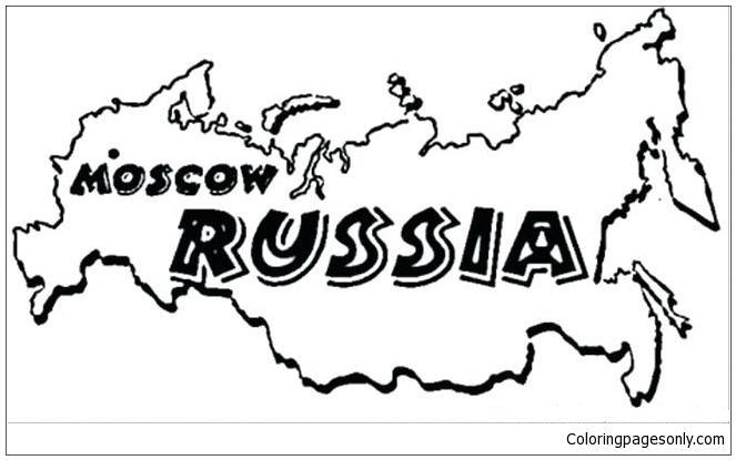 Раскраска Россия Карта-Чемпионат мира 2018