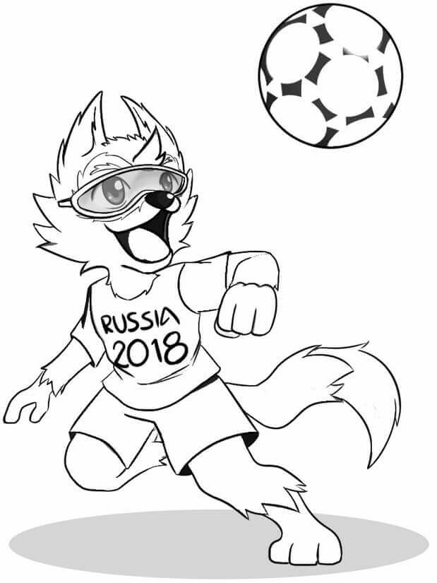 Russian Mascot 2018 Coloring Page