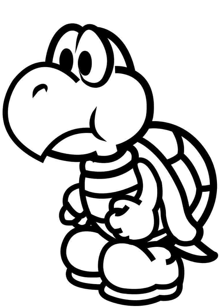 Sad Koopa Troopa from Super Mario Bros Coloring Page
