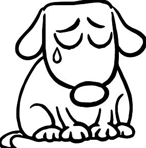 Sad Puppy Coloring Page