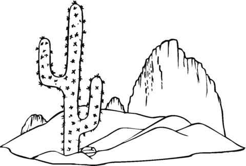 Pagina da colorare di cactus Saguaro