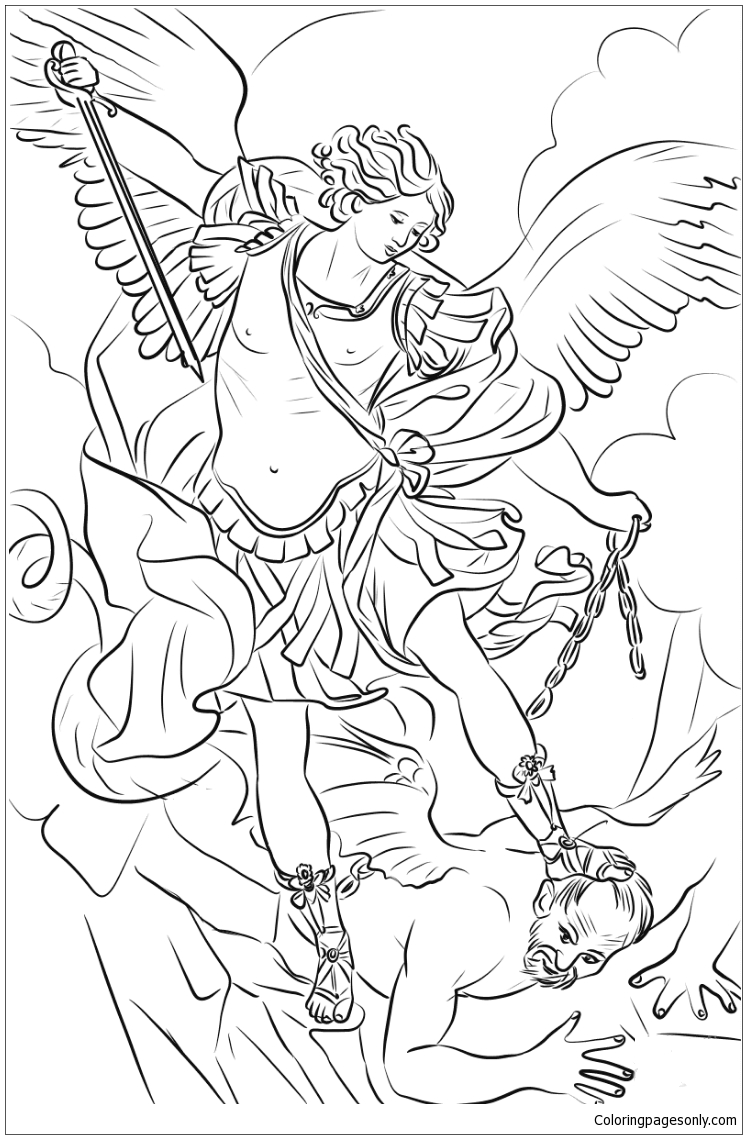 St Michael Archangel Drawing Sketch Coloring Page