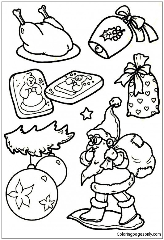 Santa Claus And Everything About Christmas Day Coloring Pages