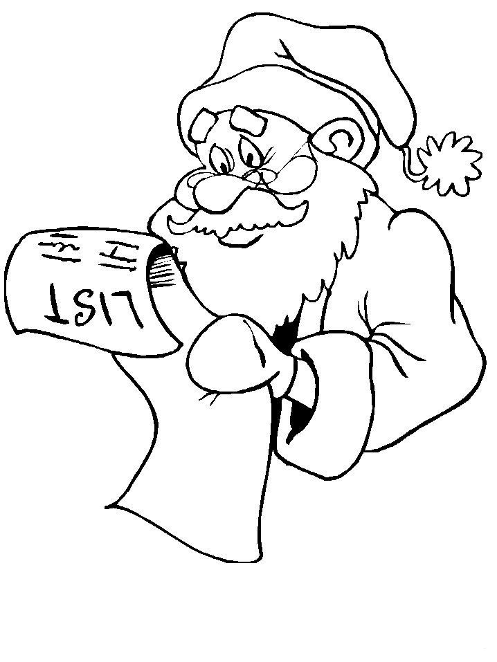 Santa Claus Check List Coloring Page