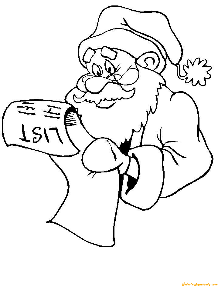 Santa Claus Check List Coloring Pages