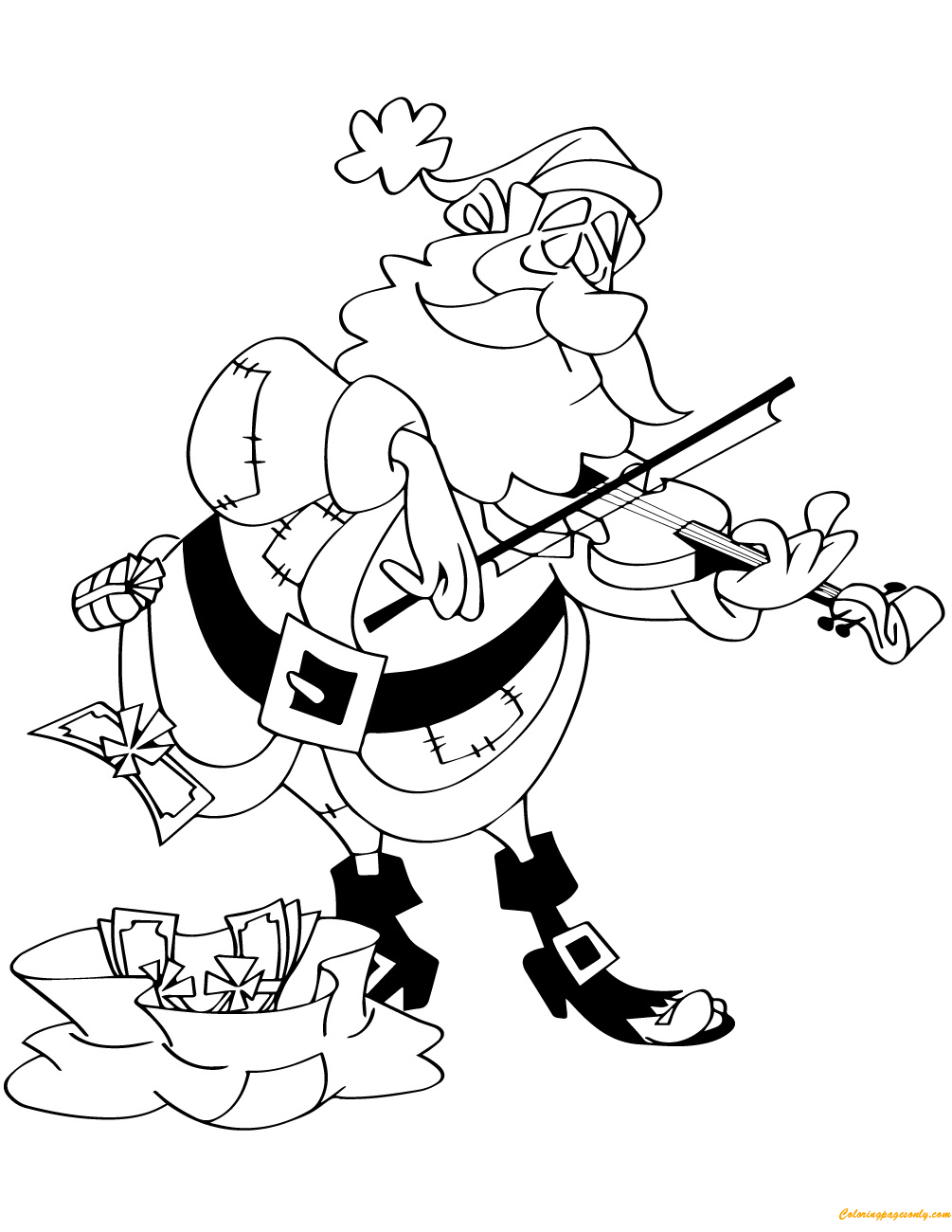 Download Santa Claus Playing Violin Coloring Pages - Holidays Coloring Pages - Free Printable Coloring ...